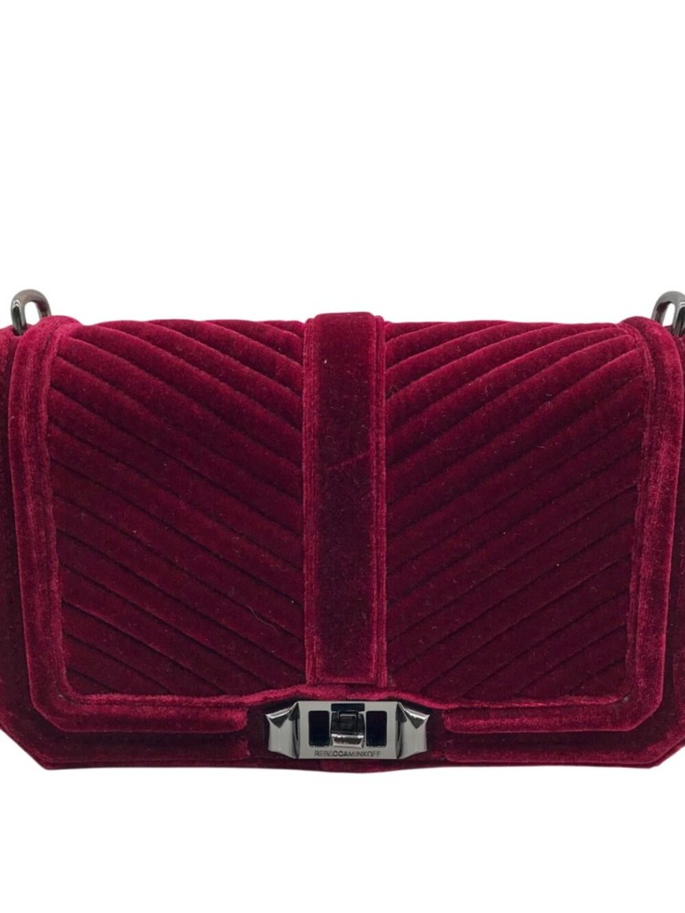 Rebecca Minkoff Red Quilted Velvet Chevron Crossbody Bag